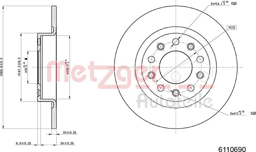 Metzger 6110690 - Тормозной диск avtokuzovplus.com.ua