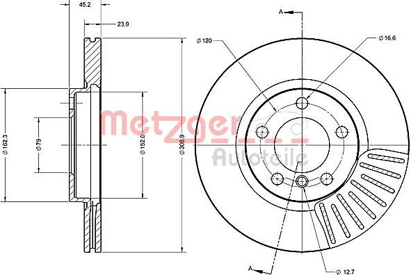 Metzger 6110691 - Гальмівний диск autocars.com.ua