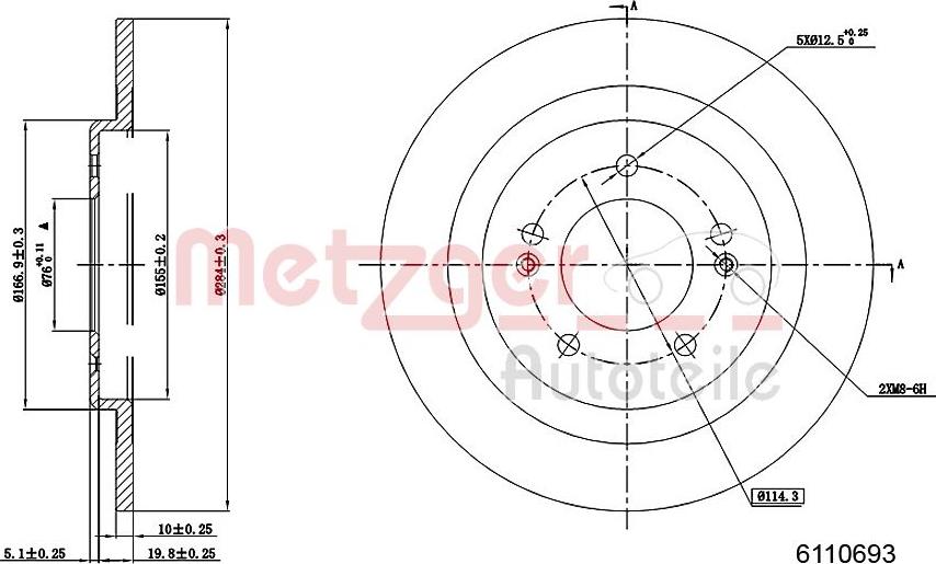 Metzger 6110693 - Тормозной диск avtokuzovplus.com.ua