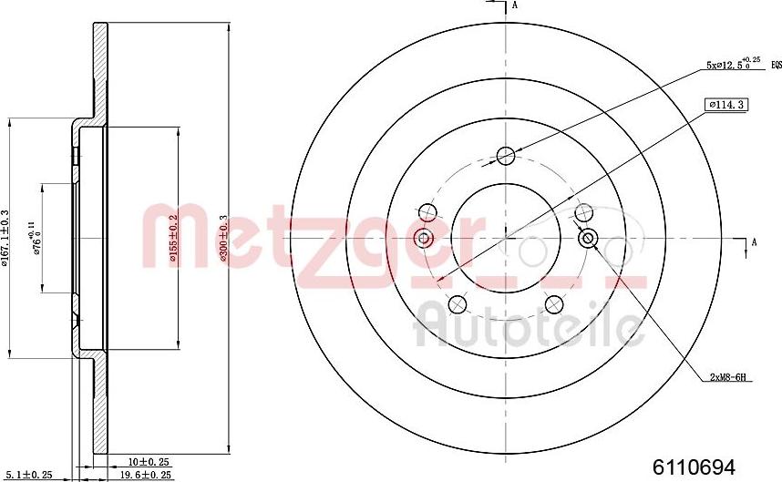 Metzger 6110694 - Тормозной диск avtokuzovplus.com.ua