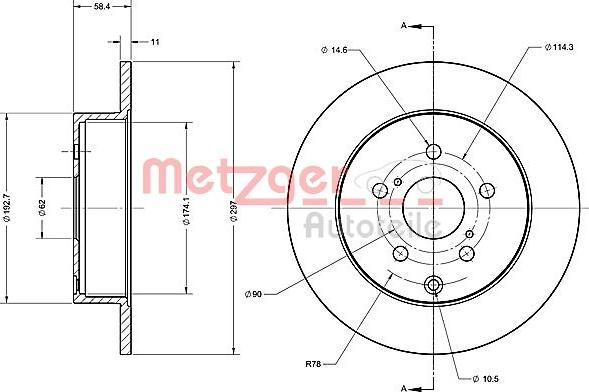 Metzger 6110700 - Гальмівний диск autocars.com.ua