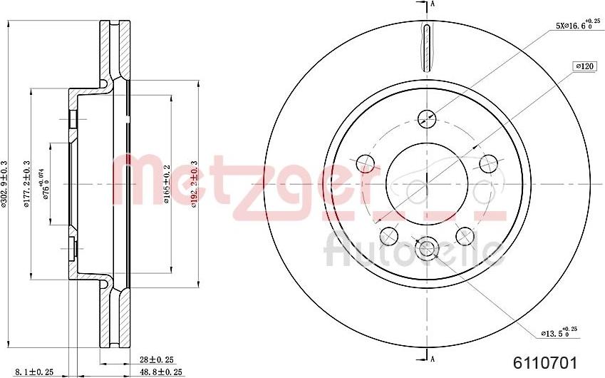 Metzger 6110701 - Гальмівний диск autocars.com.ua