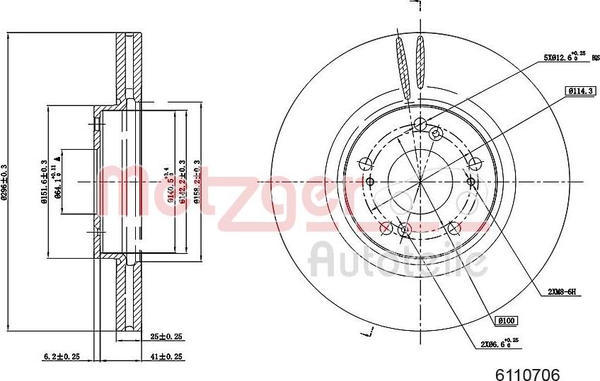 Metzger 6110706 - Тормозной диск avtokuzovplus.com.ua