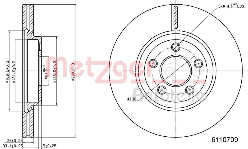 Metzger 6110709 - Тормозной диск autodnr.net