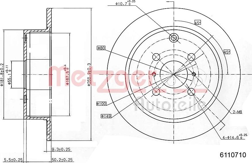 Metzger 6110710 - Тормозной диск avtokuzovplus.com.ua