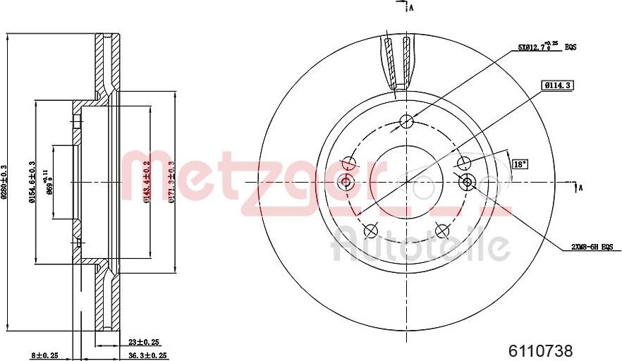 Metzger 6110738 - Тормозной диск avtokuzovplus.com.ua