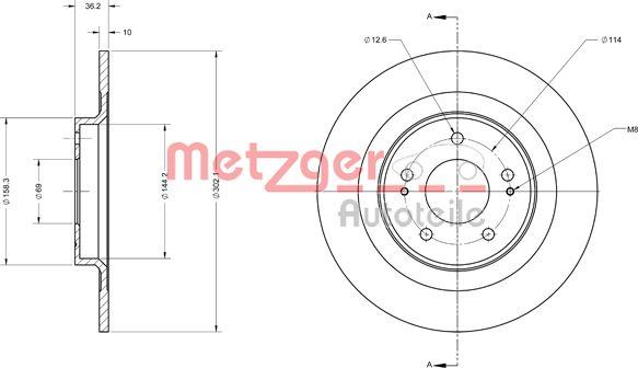 Metzger 6110741 - Гальмівний диск autocars.com.ua