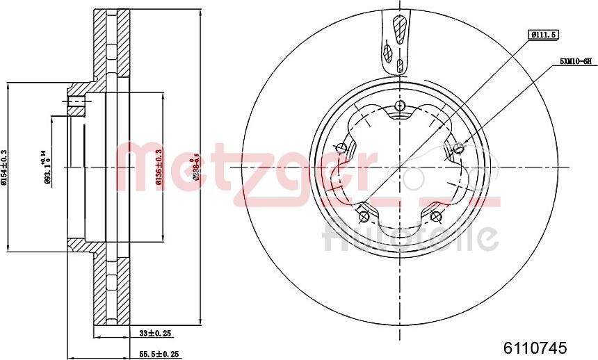 Metzger 6110745 - Тормозной диск avtokuzovplus.com.ua