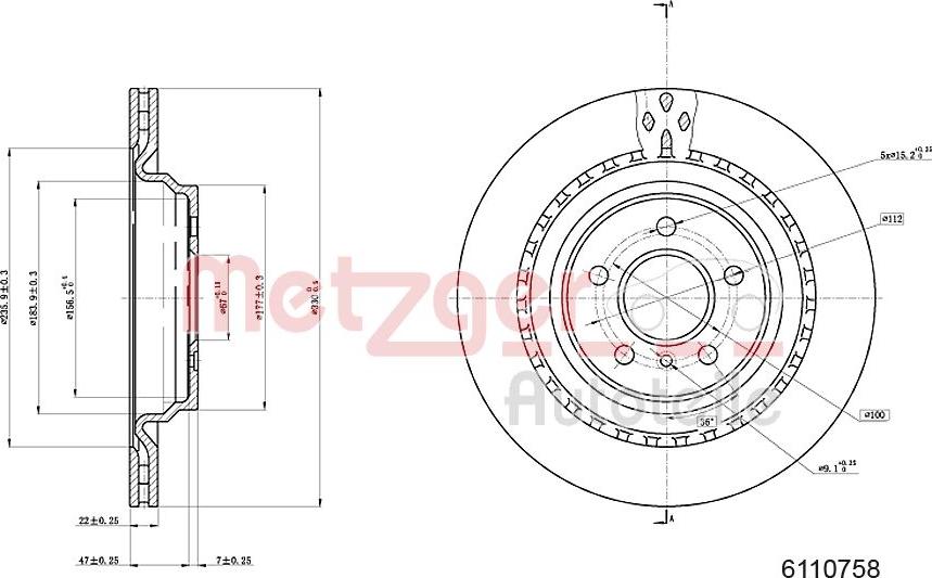 Metzger 6110758 - Гальмівний диск autocars.com.ua