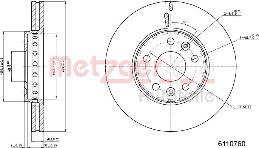 Metzger 6110760 - Тормозной диск avtokuzovplus.com.ua