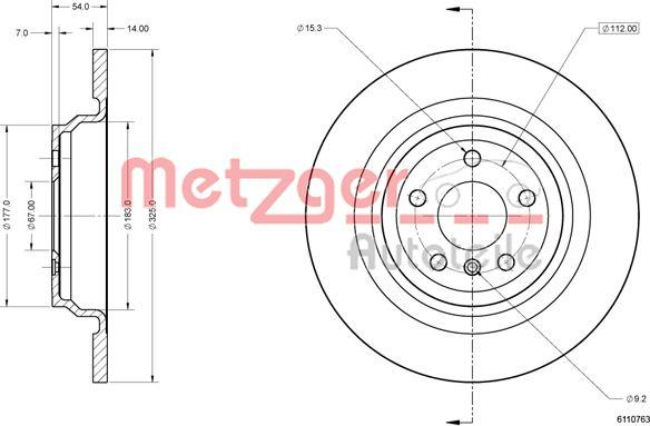 Metzger 6110763 - Гальмівний диск autocars.com.ua