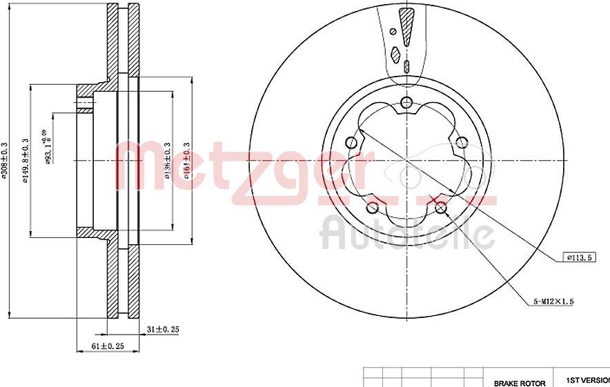 Metzger 6110767 - Тормозной диск autodnr.net