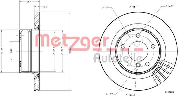 Metzger 6110769 - Гальмівний диск autocars.com.ua