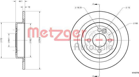 Metzger 6110770 - Тормозной диск avtokuzovplus.com.ua