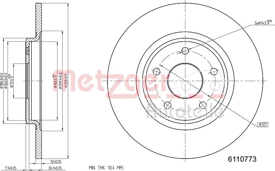 Metzger 6110773 - Тормозной диск avtokuzovplus.com.ua