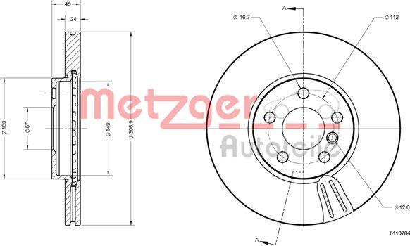 Metzger 6110784 - Тормозной диск avtokuzovplus.com.ua