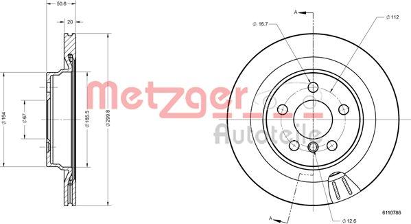 Metzger 6110786 - Гальмівний диск autocars.com.ua