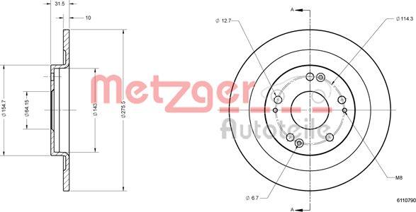 Metzger 6110790 - Тормозной диск avtokuzovplus.com.ua