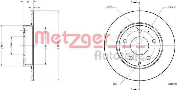 Metzger 6110799 - Гальмівний диск autocars.com.ua