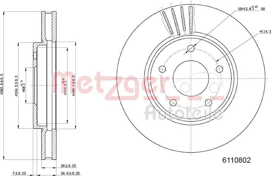 Metzger 6110802 - Гальмівний диск autocars.com.ua