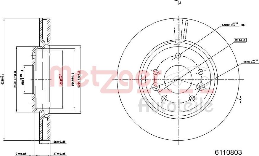 Metzger 6110803 - Тормозной диск avtokuzovplus.com.ua