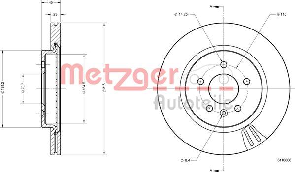 Metzger 6110808 - Гальмівний диск autocars.com.ua