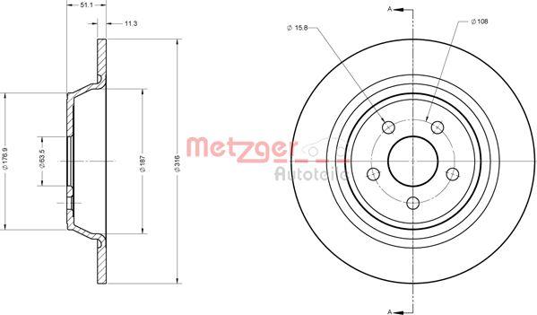 Metzger 6110818 - Гальмівний диск autocars.com.ua