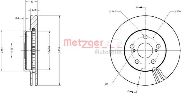 Metzger 6110819 - Тормозной диск avtokuzovplus.com.ua