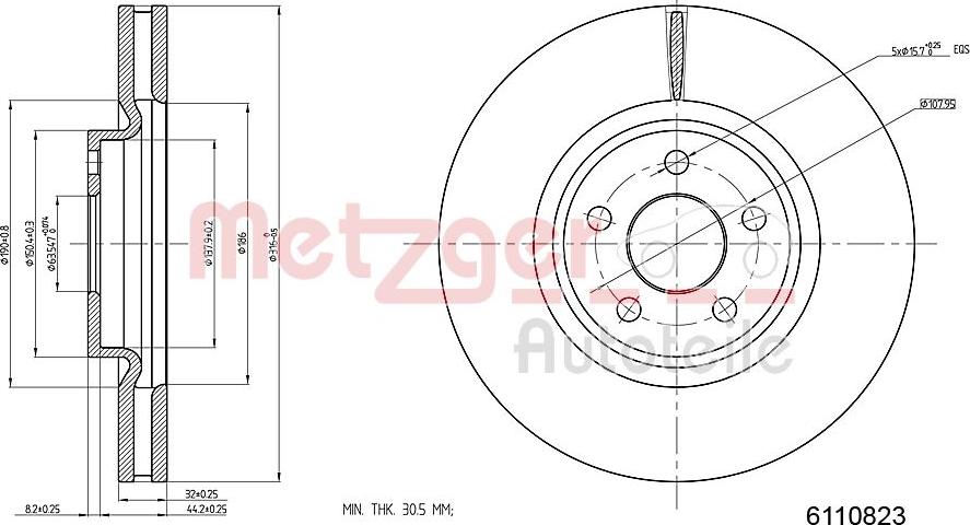 Metzger 6110823 - Гальмівний диск autocars.com.ua