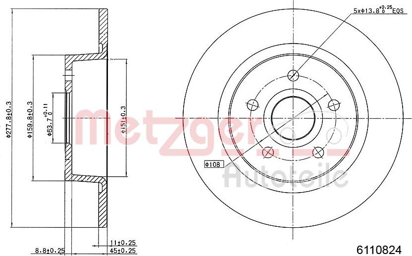 Metzger 6110824 - Тормозной диск avtokuzovplus.com.ua