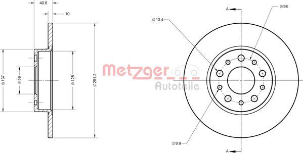 Metzger 6110828 - Тормозной диск avtokuzovplus.com.ua