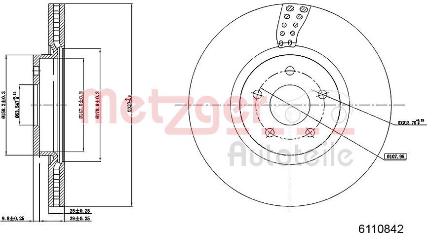 Metzger 6110842 - Гальмівний диск autocars.com.ua