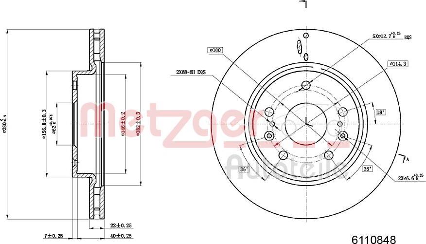 Metzger 6110848 - Тормозной диск avtokuzovplus.com.ua