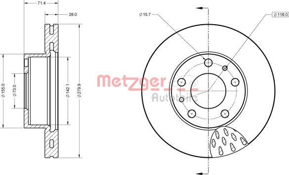 Metzger 6110851 - Тормозной диск avtokuzovplus.com.ua