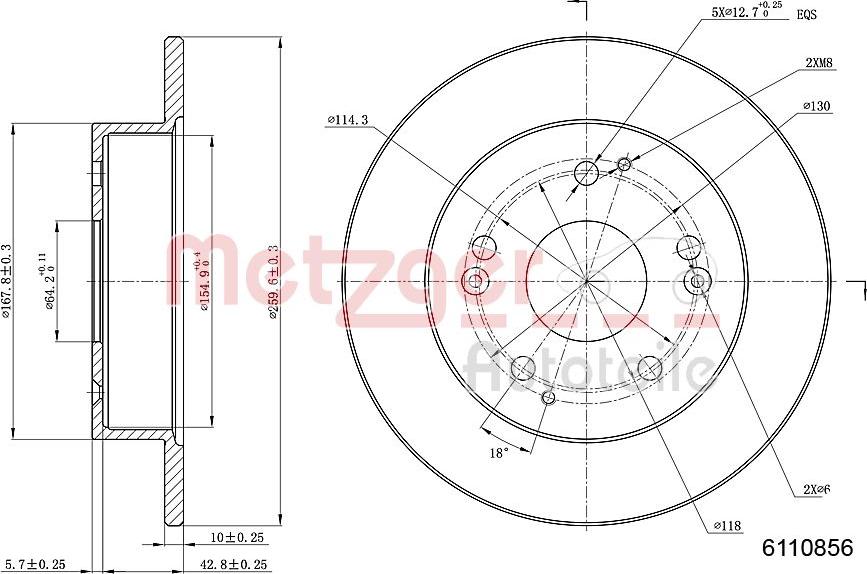 Metzger 6110856 - Гальмівний диск autocars.com.ua