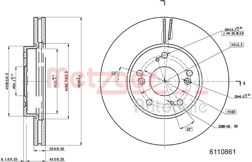 Metzger 6110861 - Гальмівний диск autocars.com.ua