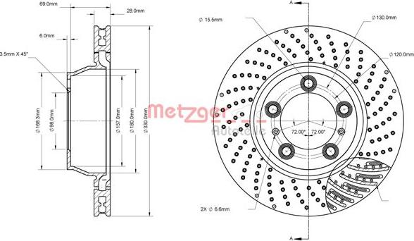 Metzger 6110864 - Гальмівний диск autocars.com.ua