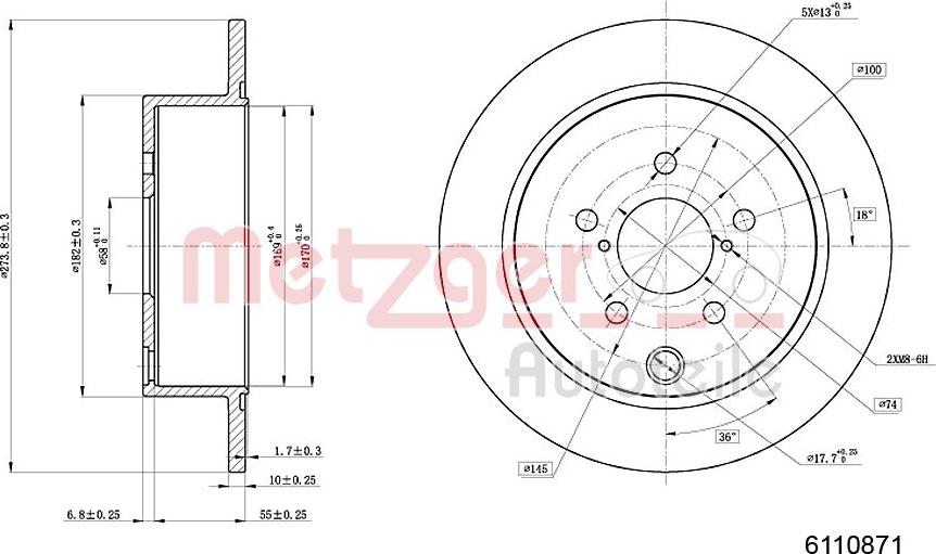 Metzger 6110871 - Тормозной диск avtokuzovplus.com.ua