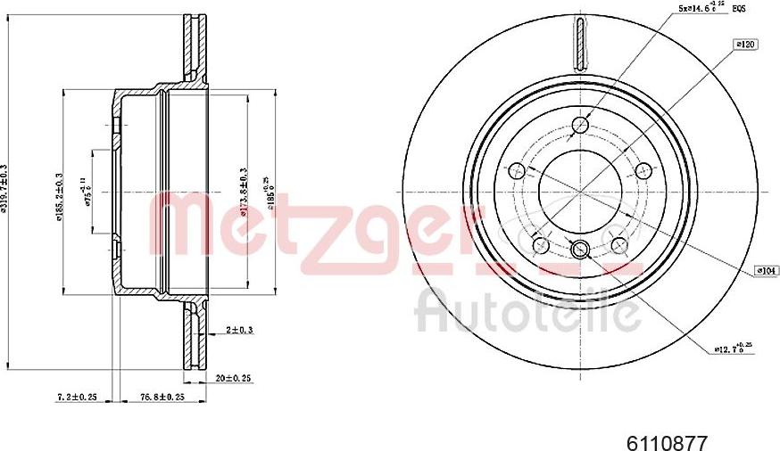 Metzger 6110877 - Тормозной диск avtokuzovplus.com.ua