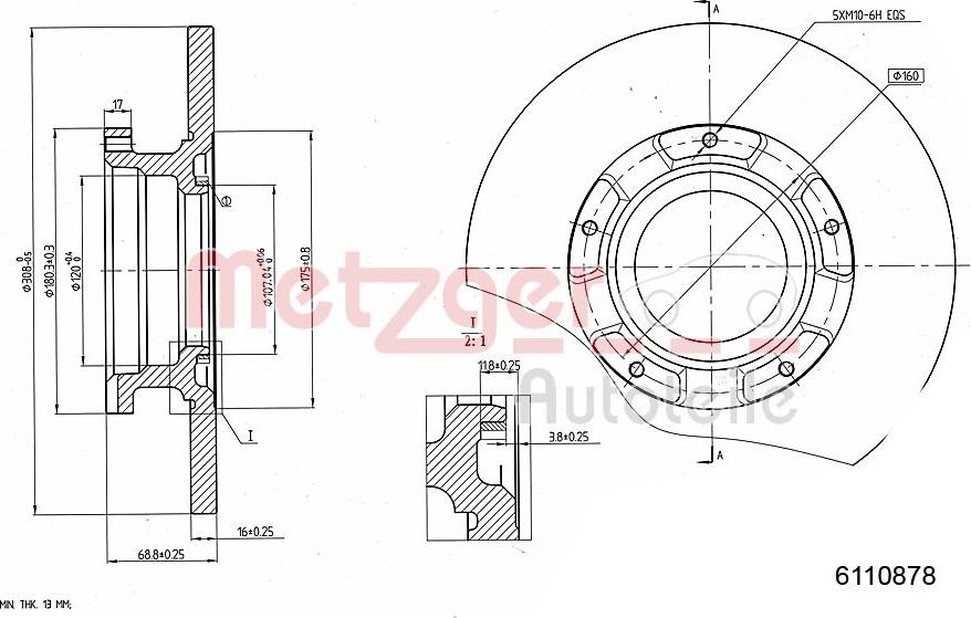 Metzger 6110878 - Тормозной диск avtokuzovplus.com.ua