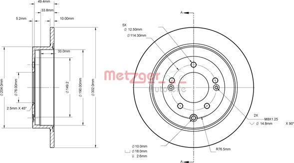 Metzger 6110879 - Гальмівний диск autocars.com.ua