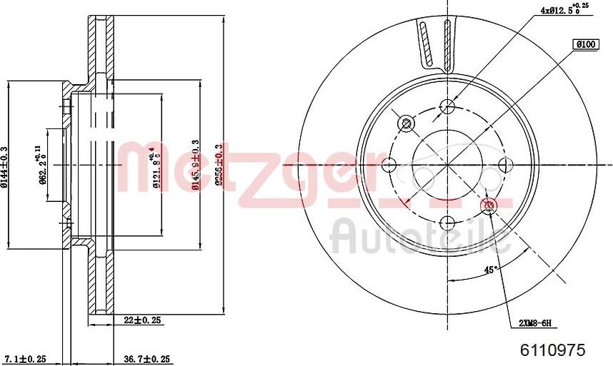 Metzger 6110975 - Гальмівний диск autocars.com.ua