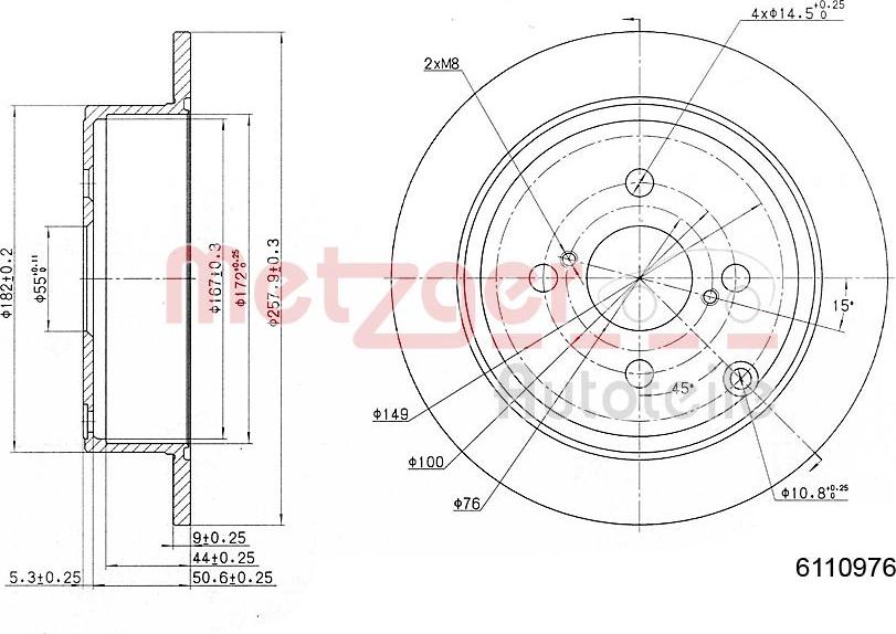 Metzger 6110976 - Тормозной диск avtokuzovplus.com.ua