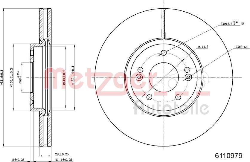 Metzger 6110979 - Гальмівний диск autocars.com.ua