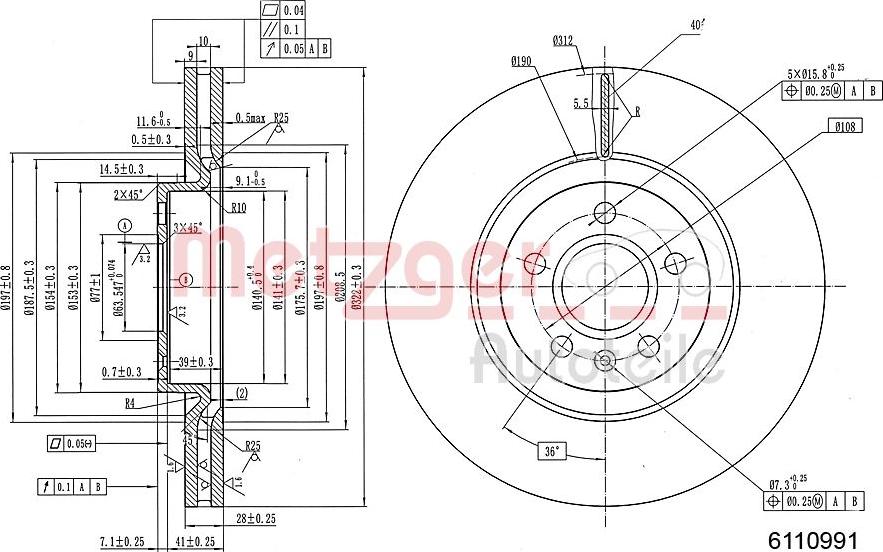 Metzger 6110991 - Тормозной диск avtokuzovplus.com.ua