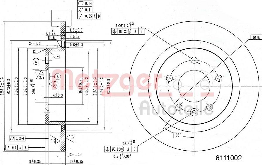 Metzger 6111002 - Гальмівний диск autocars.com.ua