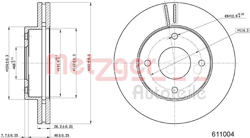 Metzger 6111004 - Тормозной диск avtokuzovplus.com.ua