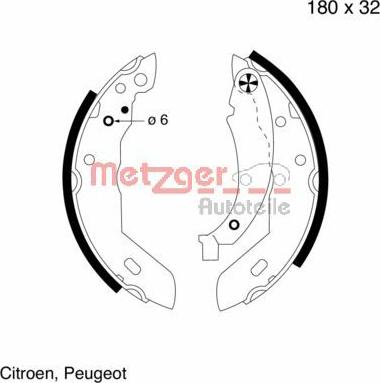 Metzger MG 415 - Комплект тормозных колодок, барабанные avtokuzovplus.com.ua