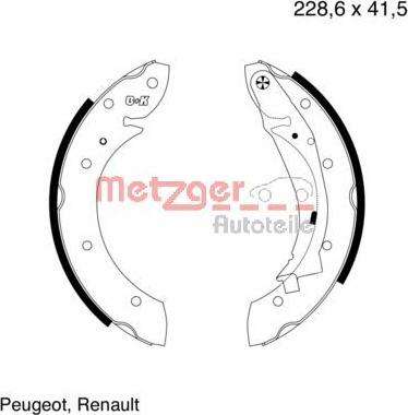 Metzger MG 634 - Комплект гальм, барабанний механізм autocars.com.ua