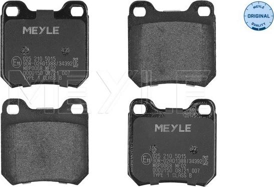 Meyle 025 210 5015 - Тормозные колодки, дисковые, комплект avtokuzovplus.com.ua